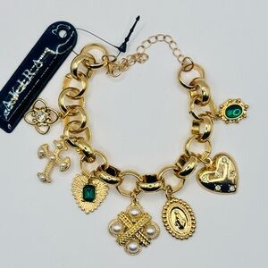AKIRA Gold Bracelet with Emerald Accents